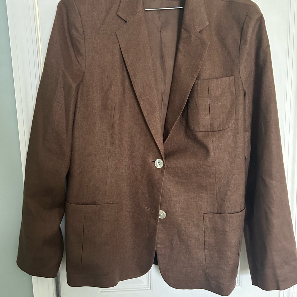Ralph Lauren Linen Blazer size 16 brown.